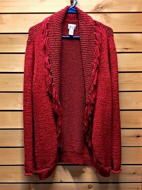 Chico's Open-Front Fringe Cardigan Sweater Size L